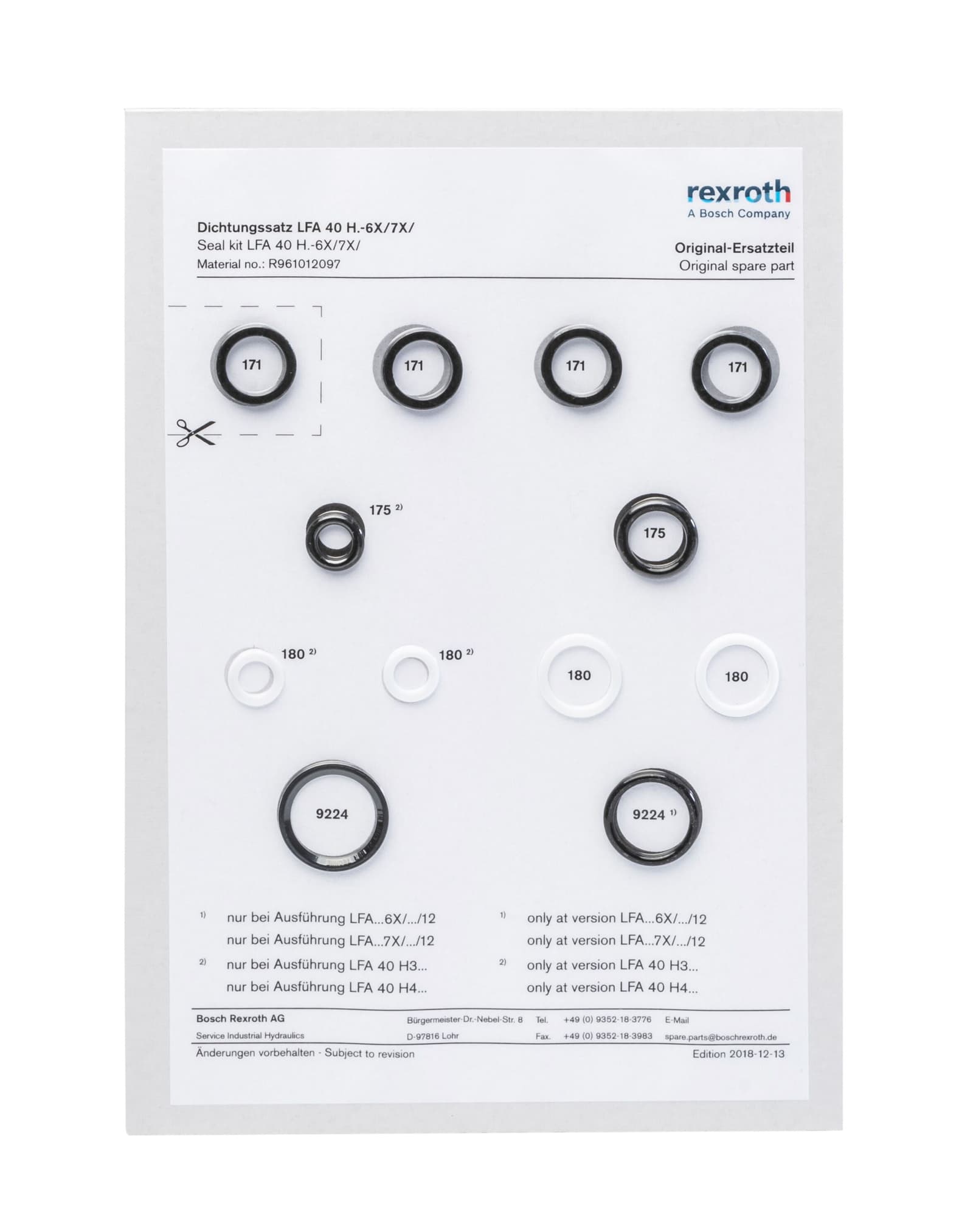 Комплект уплотнений гидроаккумулятора 1537010318 Bosch Rexroth — изображение серии