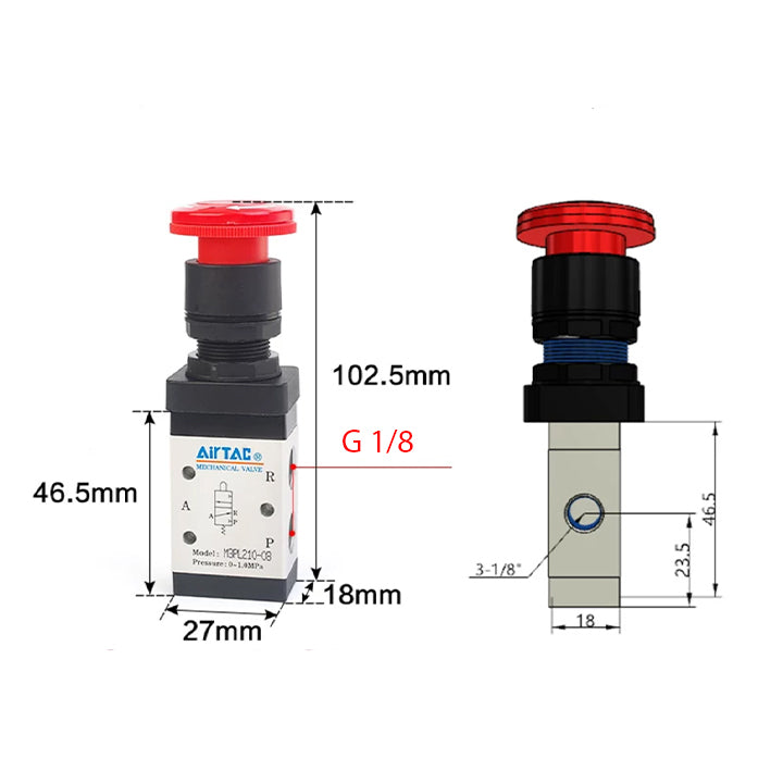 Ручной пневмоклапан 3/2 AirTAC M3PL11006G