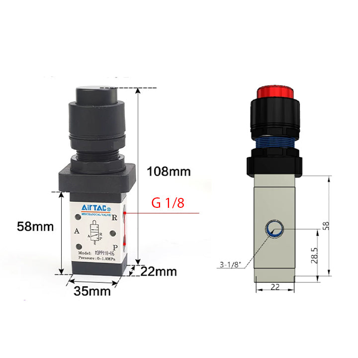 Ручной пневмоклапан 3/2 AirTAC M3PP21006RG
