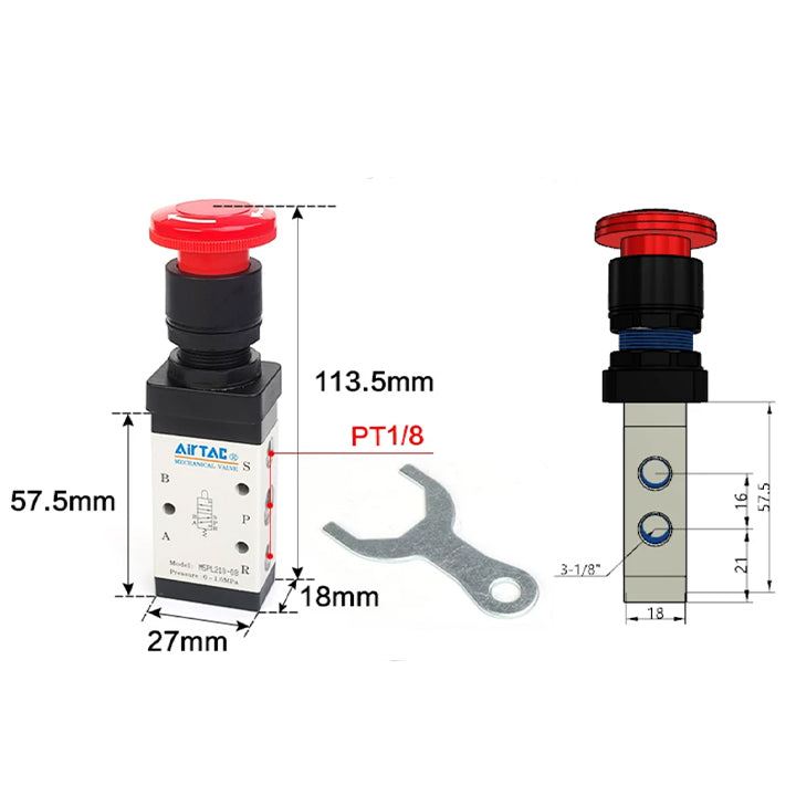 Ручной пневмоклапан 5/2 AirTAC M5PL11006