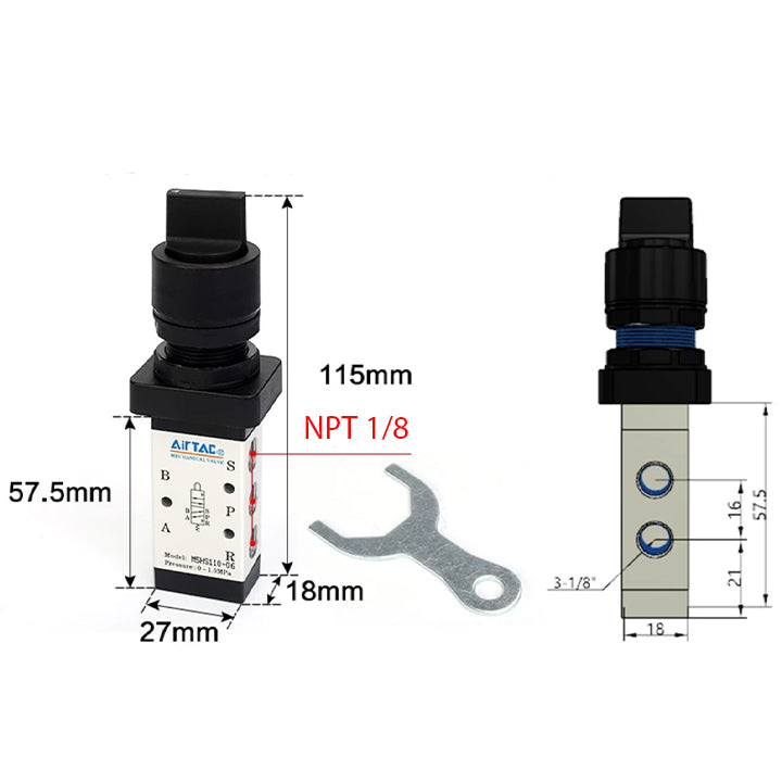 Ручной пневмоклапан 5/2 AirTAC M5HS11006BT