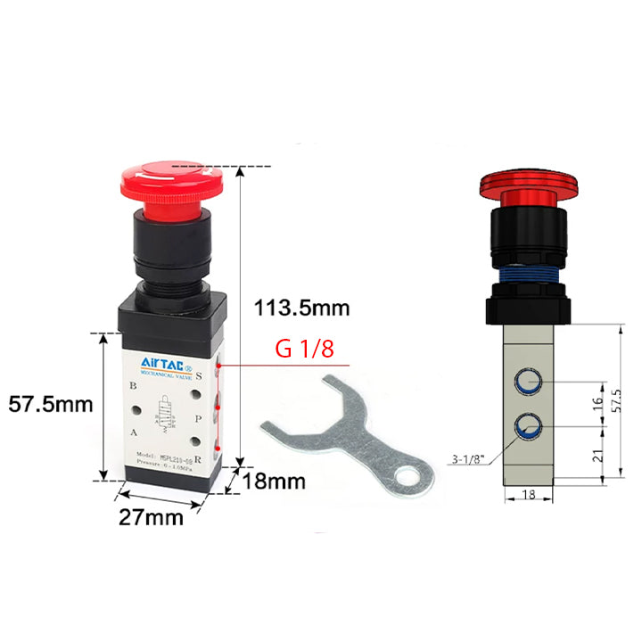Ручной пневмоклапан 5/2 AirTAC M5PL11006G