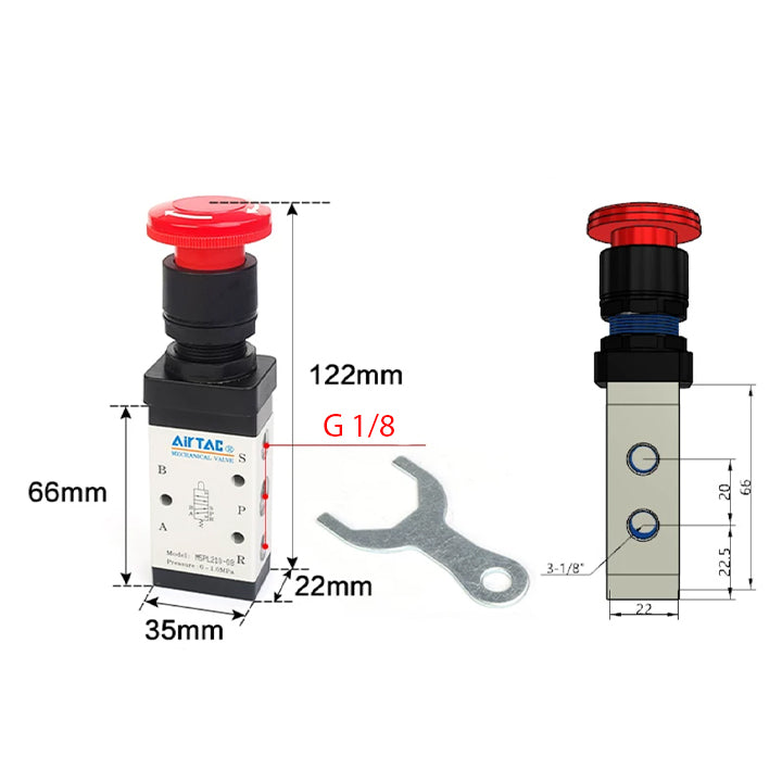 Ручной пневмоклапан 5/2 AirTAC M5PL21006G