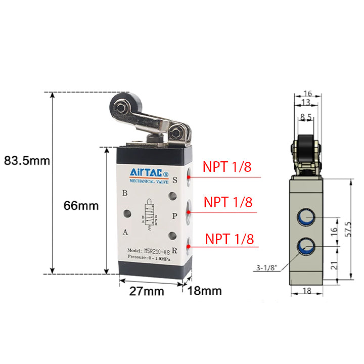 Ручной пневмоклапан 5/2 AirTAC M5R11006T
