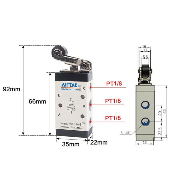 Ручной пневмоклапан 5/2 AirTAC M5R21006