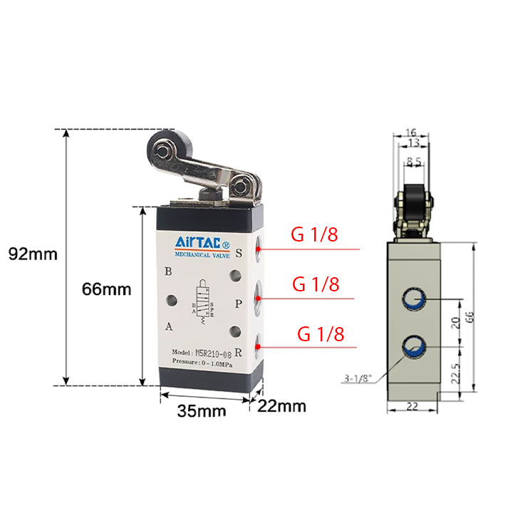 Ручной пневмоклапан 5/2 AirTAC M5R21006G